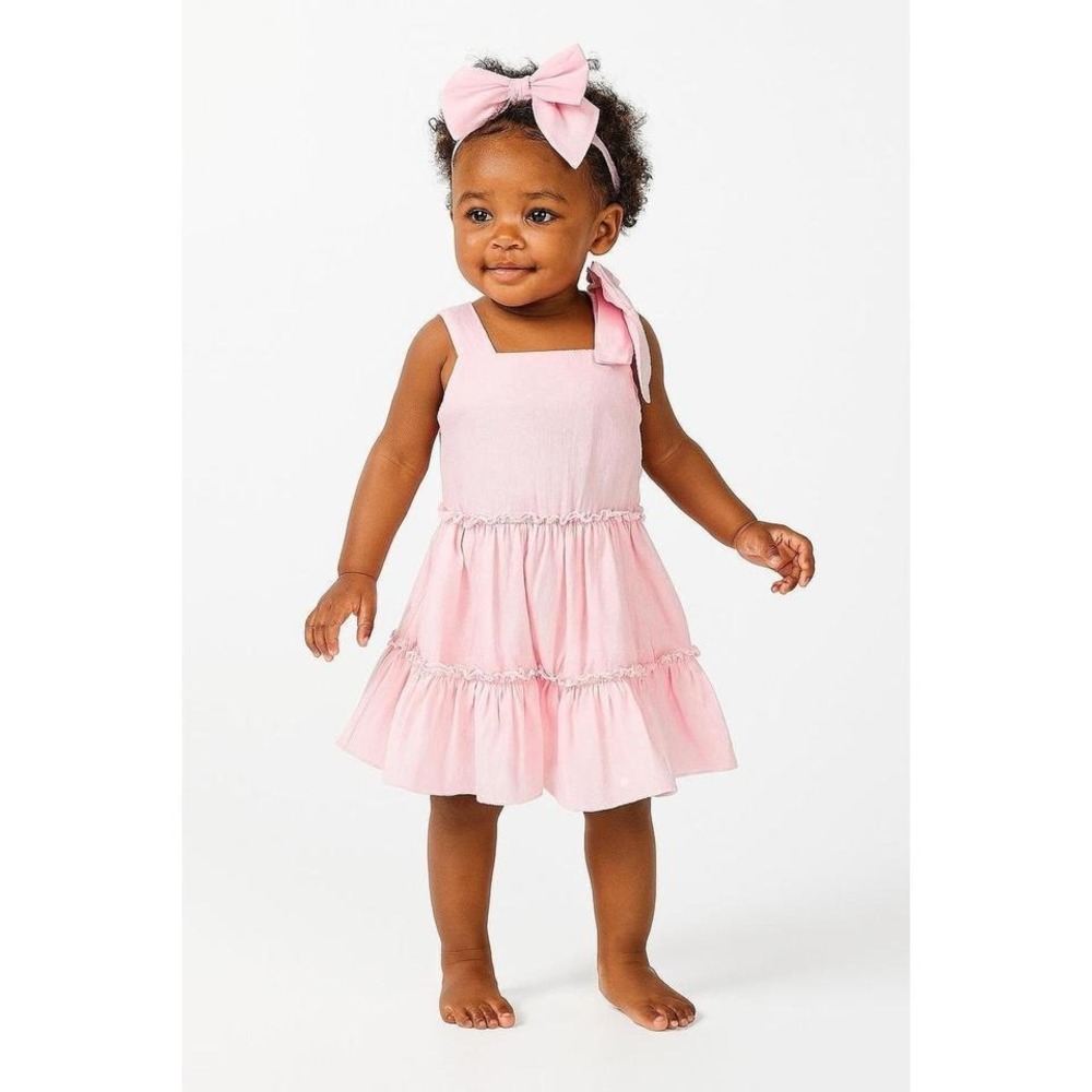 Girls Pink Dress Sleeveless Ruffle Party Casual Sundress Summer Size 5